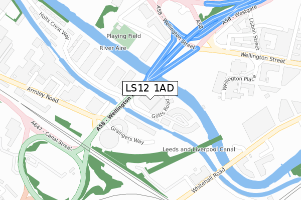 LS12 1AD map - large scale - OS Open Zoomstack (Ordnance Survey)