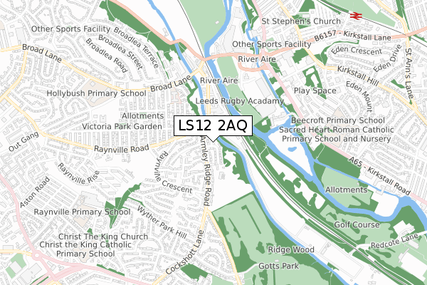 LS12 2AQ map - small scale - OS Open Zoomstack (Ordnance Survey)