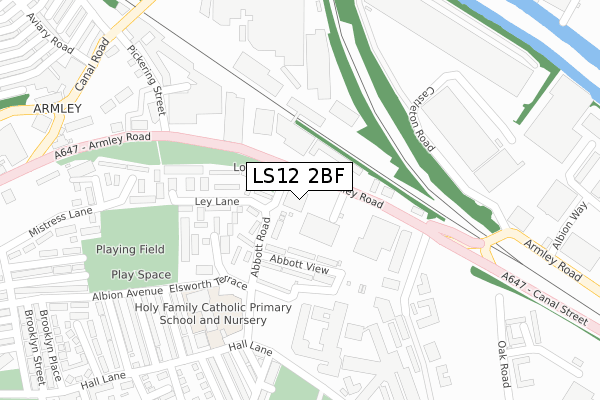 LS12 2BF map - large scale - OS Open Zoomstack (Ordnance Survey)