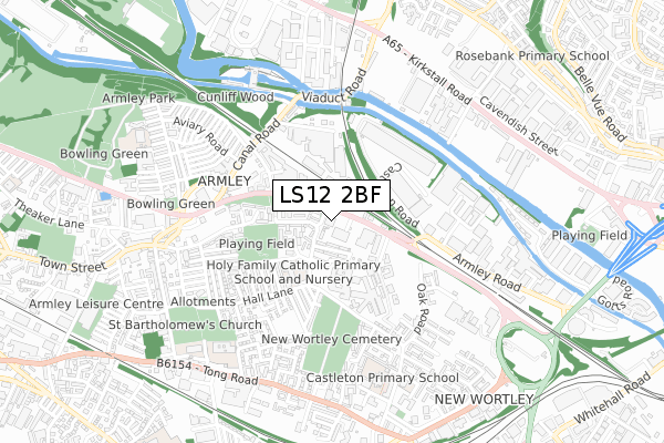 LS12 2BF map - small scale - OS Open Zoomstack (Ordnance Survey)