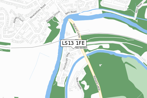 LS13 1FE map - large scale - OS Open Zoomstack (Ordnance Survey)