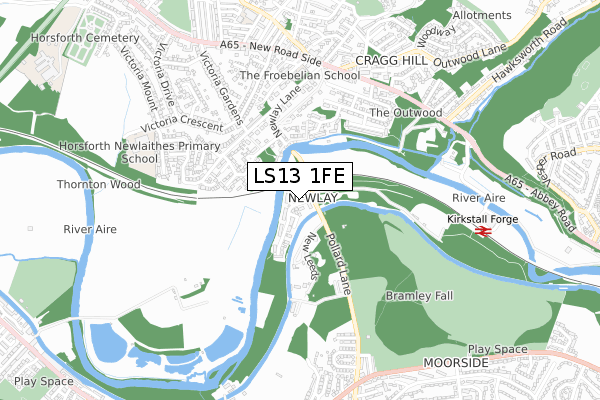 LS13 1FE map - small scale - OS Open Zoomstack (Ordnance Survey)