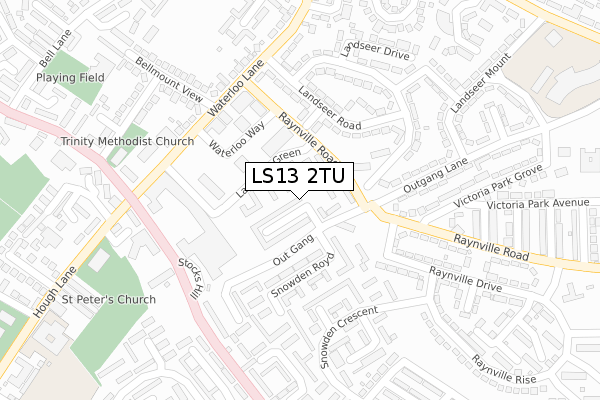 LS13 2TU map - large scale - OS Open Zoomstack (Ordnance Survey)