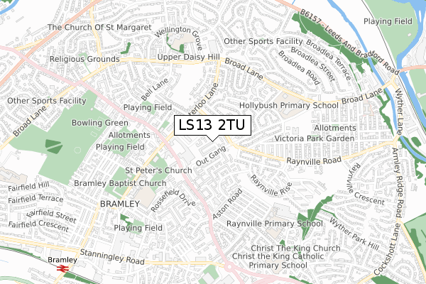 LS13 2TU map - small scale - OS Open Zoomstack (Ordnance Survey)