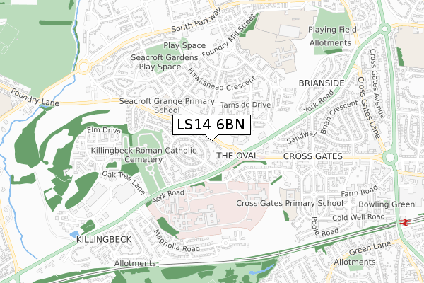 LS14 6BN map - small scale - OS Open Zoomstack (Ordnance Survey)