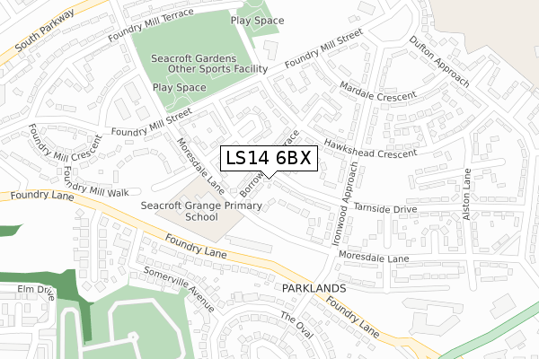 LS14 6BX map - large scale - OS Open Zoomstack (Ordnance Survey)