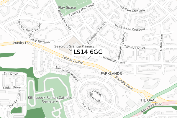 LS14 6GG map - large scale - OS Open Zoomstack (Ordnance Survey)