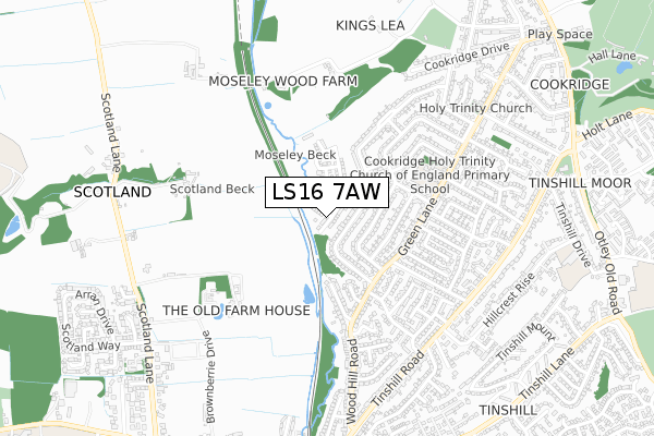 LS16 7AW map - small scale - OS Open Zoomstack (Ordnance Survey)