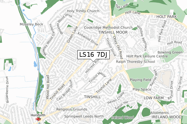 LS16 7DJ map - small scale - OS Open Zoomstack (Ordnance Survey)