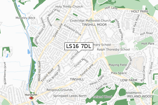 LS16 7DL map - small scale - OS Open Zoomstack (Ordnance Survey)