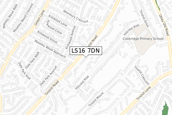 LS16 7DN map - large scale - OS Open Zoomstack (Ordnance Survey)