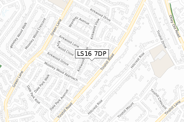 LS16 7DP map - large scale - OS Open Zoomstack (Ordnance Survey)