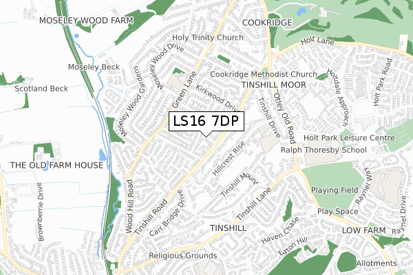 LS16 7DP map - small scale - OS Open Zoomstack (Ordnance Survey)