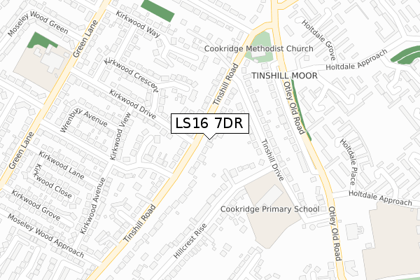 LS16 7DR map - large scale - OS Open Zoomstack (Ordnance Survey)