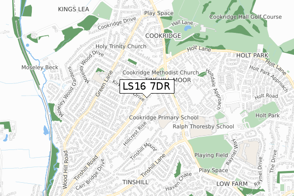 LS16 7DR map - small scale - OS Open Zoomstack (Ordnance Survey)