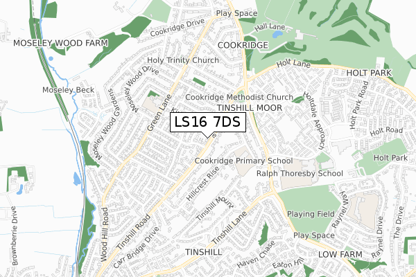 LS16 7DS map - small scale - OS Open Zoomstack (Ordnance Survey)