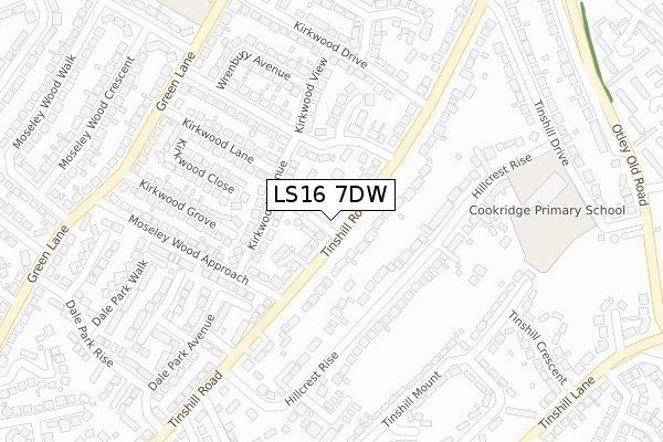 LS16 7DW map - large scale - OS Open Zoomstack (Ordnance Survey)