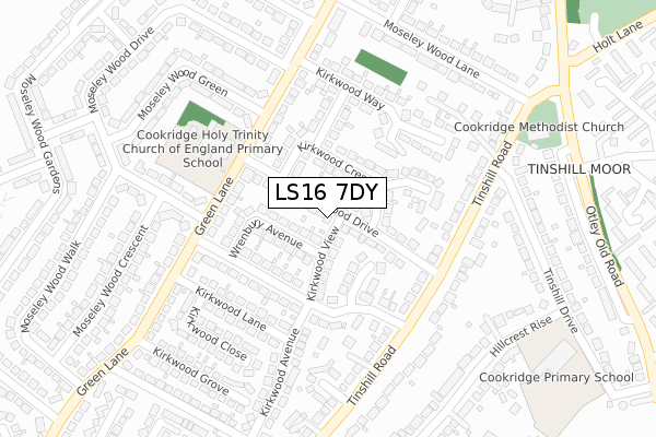 LS16 7DY map - large scale - OS Open Zoomstack (Ordnance Survey)