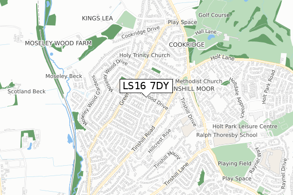 LS16 7DY map - small scale - OS Open Zoomstack (Ordnance Survey)