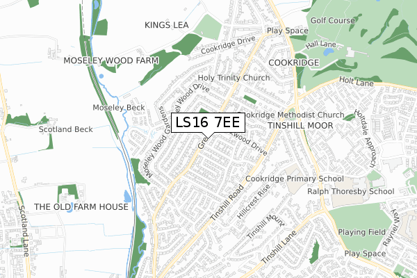 LS16 7EE map - small scale - OS Open Zoomstack (Ordnance Survey)