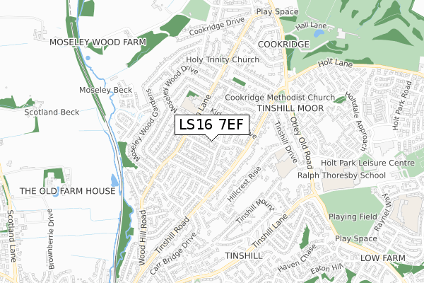 LS16 7EF map - small scale - OS Open Zoomstack (Ordnance Survey)