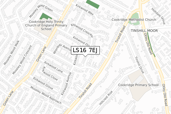 LS16 7EJ map - large scale - OS Open Zoomstack (Ordnance Survey)