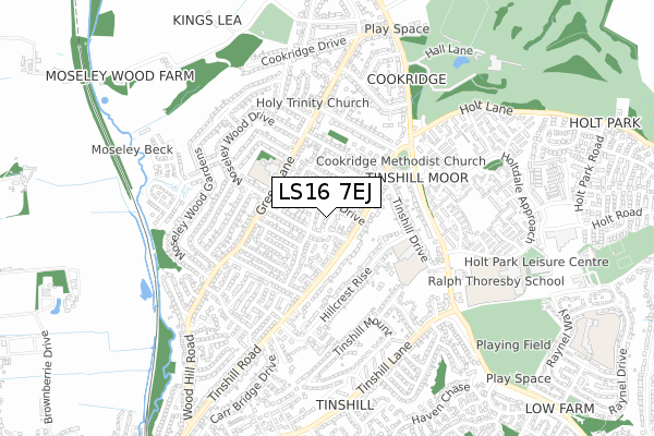 LS16 7EJ map - small scale - OS Open Zoomstack (Ordnance Survey)