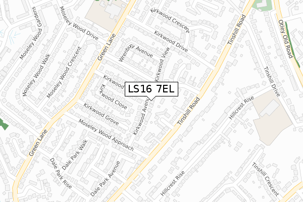 LS16 7EL map - large scale - OS Open Zoomstack (Ordnance Survey)