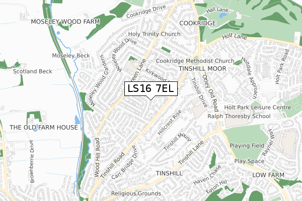 LS16 7EL map - small scale - OS Open Zoomstack (Ordnance Survey)