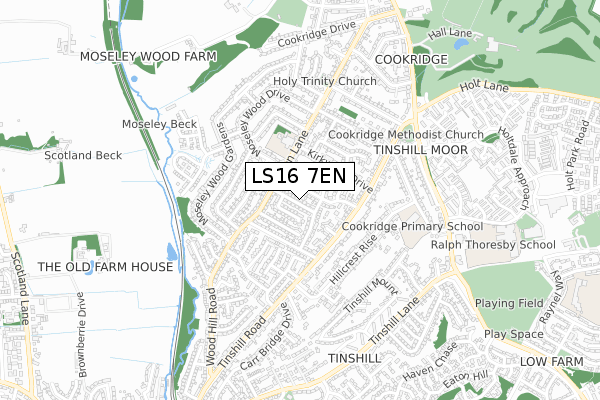 LS16 7EN map - small scale - OS Open Zoomstack (Ordnance Survey)