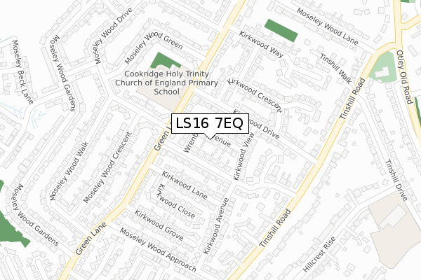 LS16 7EQ map - large scale - OS Open Zoomstack (Ordnance Survey)