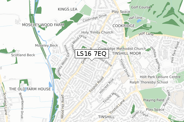 LS16 7EQ map - small scale - OS Open Zoomstack (Ordnance Survey)