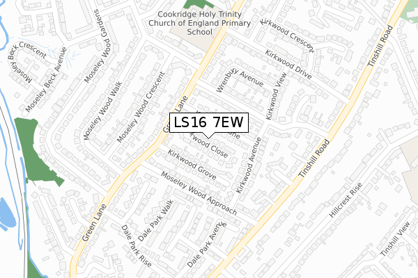 LS16 7EW map - large scale - OS Open Zoomstack (Ordnance Survey)