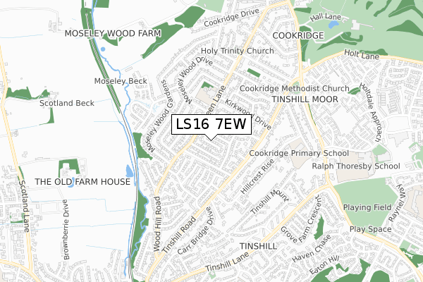 LS16 7EW map - small scale - OS Open Zoomstack (Ordnance Survey)