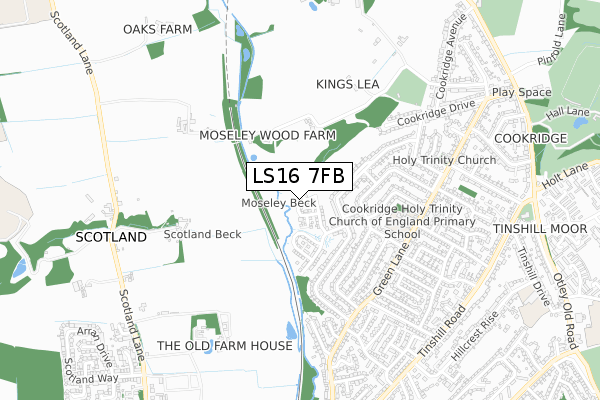 LS16 7FB map - small scale - OS Open Zoomstack (Ordnance Survey)