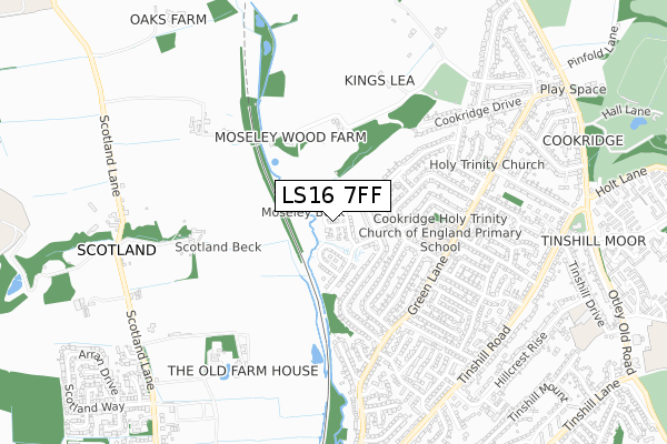 LS16 7FF map - small scale - OS Open Zoomstack (Ordnance Survey)