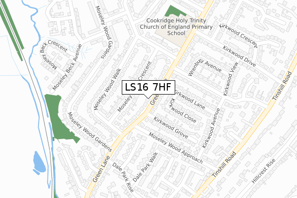 LS16 7HF map - large scale - OS Open Zoomstack (Ordnance Survey)