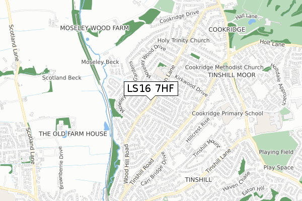 LS16 7HF map - small scale - OS Open Zoomstack (Ordnance Survey)