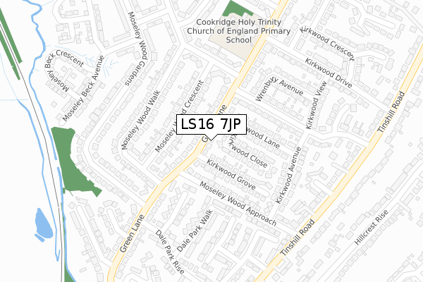 LS16 7JP map - large scale - OS Open Zoomstack (Ordnance Survey)