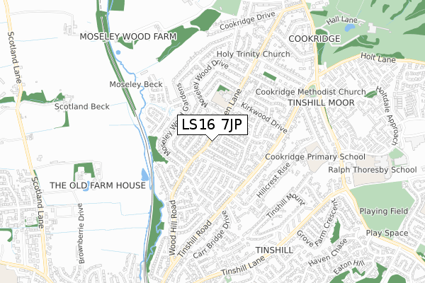 LS16 7JP map - small scale - OS Open Zoomstack (Ordnance Survey)