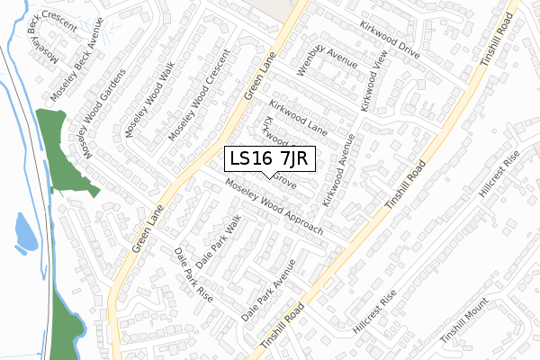 LS16 7JR map - large scale - OS Open Zoomstack (Ordnance Survey)