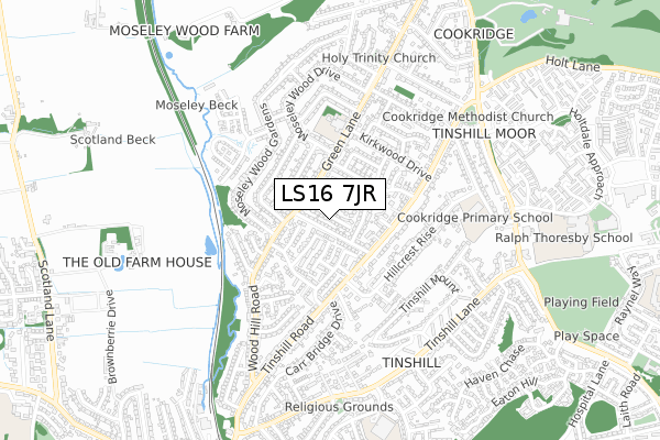 LS16 7JR map - small scale - OS Open Zoomstack (Ordnance Survey)