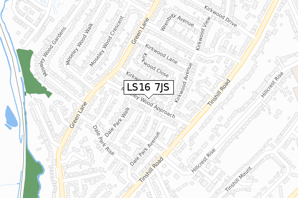 LS16 7JS map - large scale - OS Open Zoomstack (Ordnance Survey)