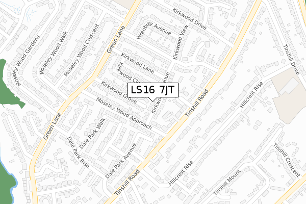 LS16 7JT map - large scale - OS Open Zoomstack (Ordnance Survey)