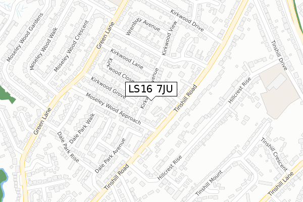 LS16 7JU map - large scale - OS Open Zoomstack (Ordnance Survey)