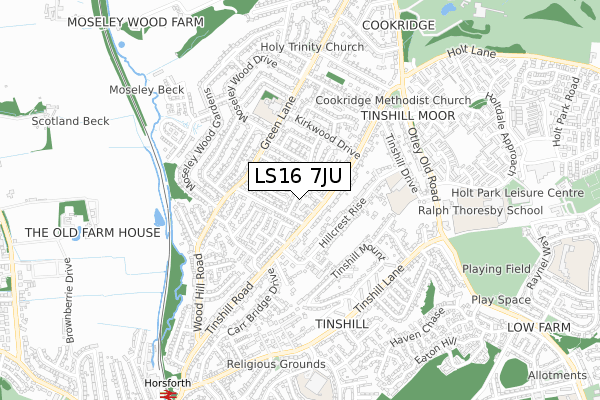 LS16 7JU map - small scale - OS Open Zoomstack (Ordnance Survey)