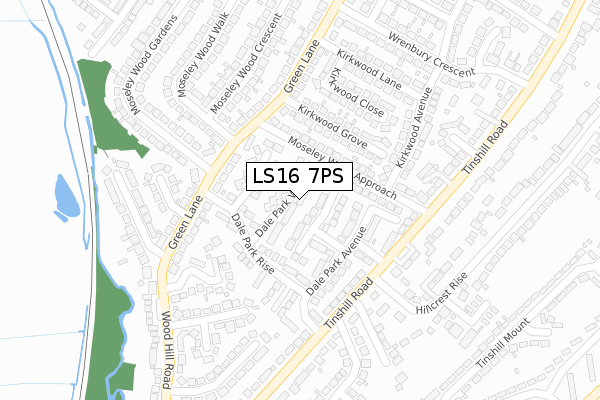 LS16 7PS map - large scale - OS Open Zoomstack (Ordnance Survey)