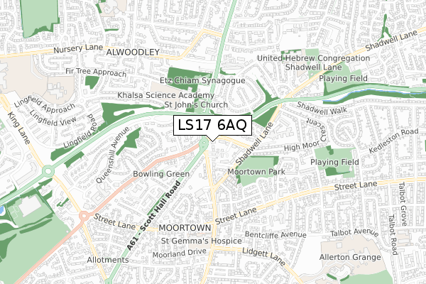 LS17 6AQ map - small scale - OS Open Zoomstack (Ordnance Survey)