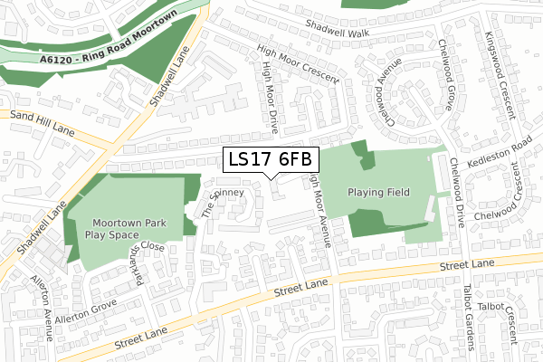 LS17 6FB map - large scale - OS Open Zoomstack (Ordnance Survey)