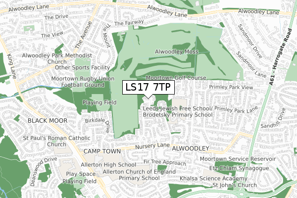 LS17 7TP map - small scale - OS Open Zoomstack (Ordnance Survey)